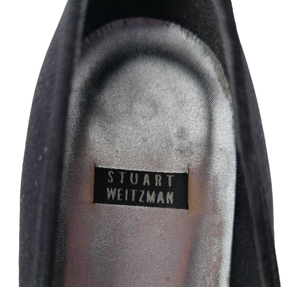 Stuart Weitzman Black Plissé Fabric Formal Pumps Womens 8.5AAA Dress Shoes Heels - Picture 12 of 14
